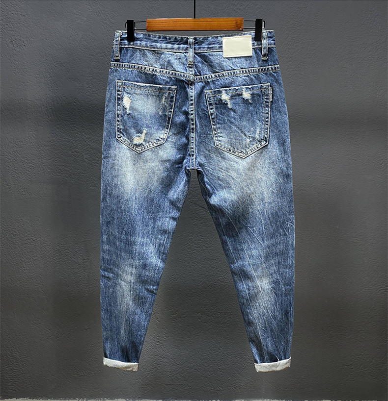 Nine-point jeans with holes fo – Men'S Shoes With Jeans recenzja i cena