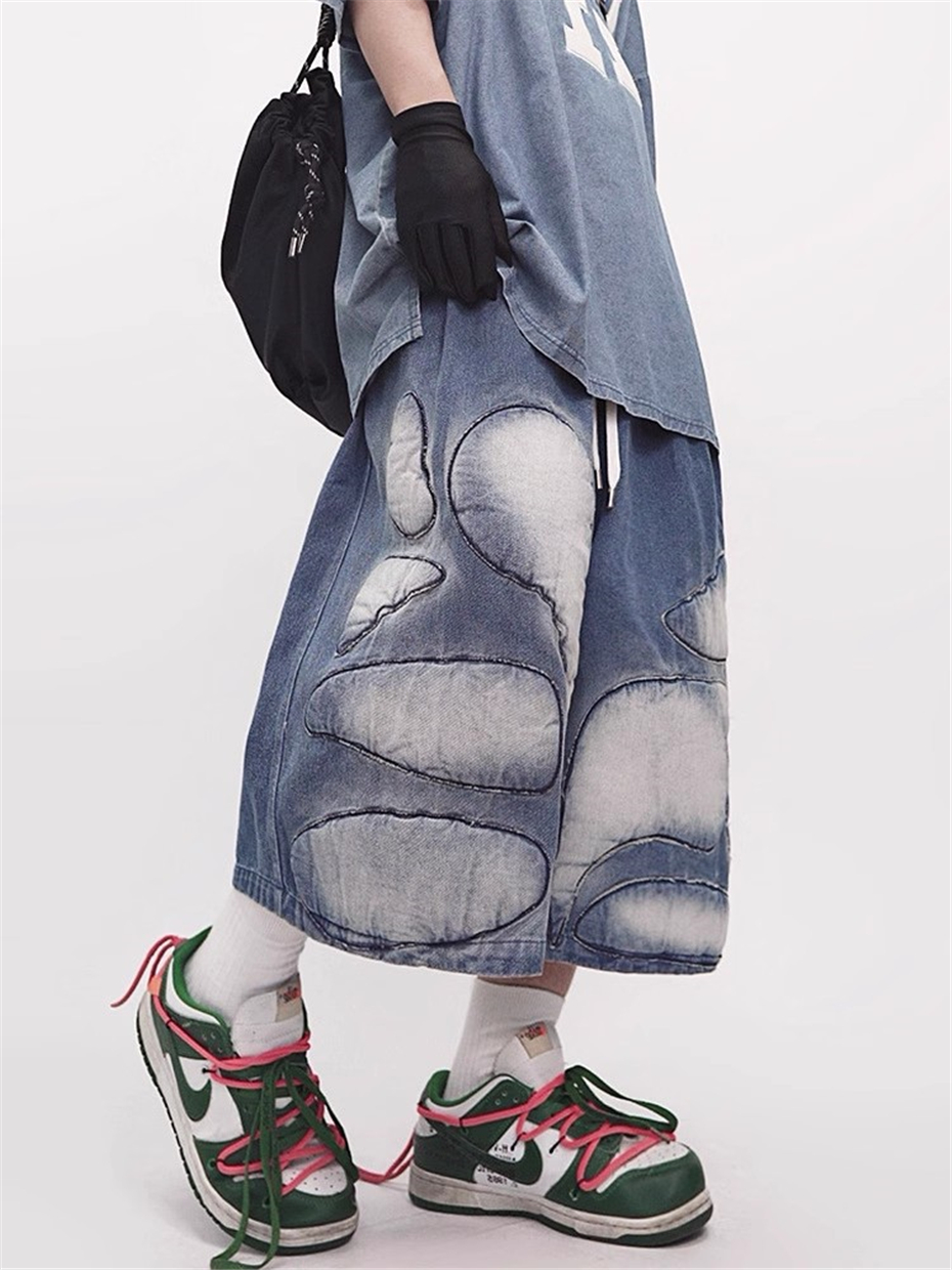 Patch Denim Shorts Mens Street – Men'S Shoes With Jeans recenzja i cena