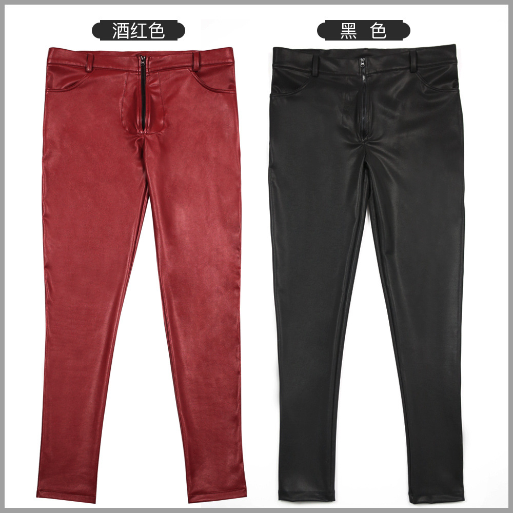 Men's PU Leather Skinny Jeans  – Men'S Shoes With Jeans recenzja i cena