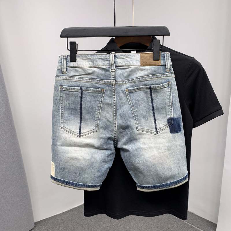 Straight Male Denim Shorts Rip – Men'S Shoes With Jeans recenzja i cena