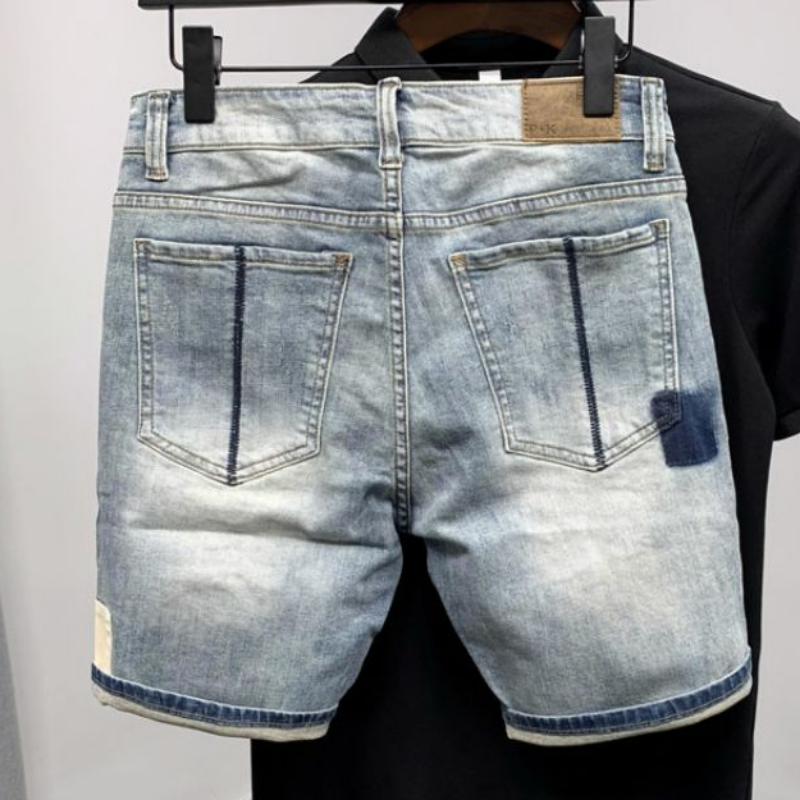 Straight Male Denim Shorts Rip – Men'S Shoes With Jeans recenzja i cena