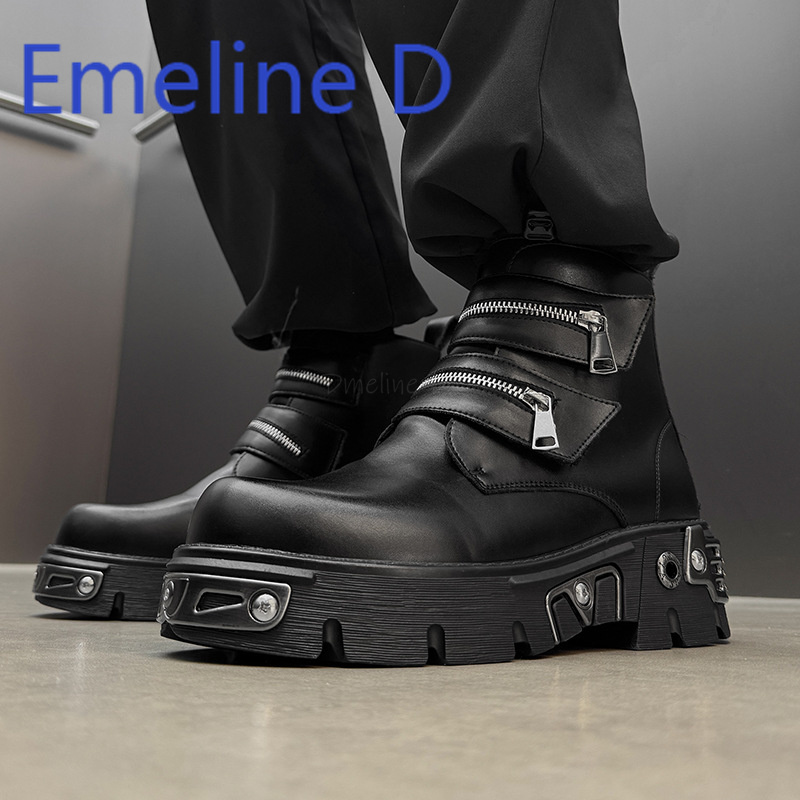 Dark Punk High Top Shoes Fashi – Men'S Shoes Height Increase recenzja i cena