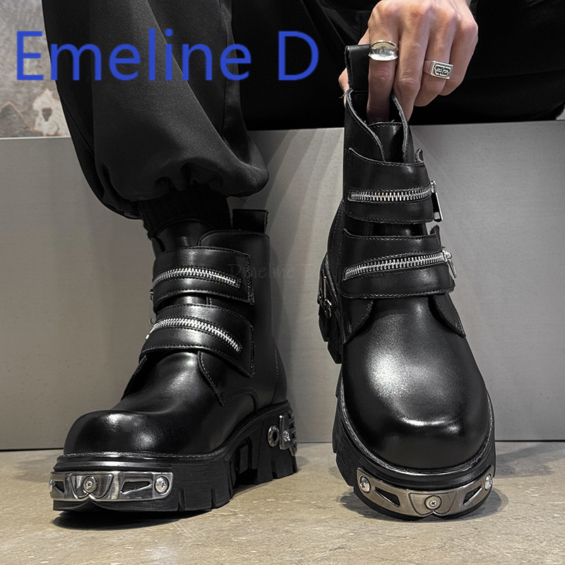 Dark Punk High Top Shoes Fashi – Men'S Shoes Height Increase recenzja i cena